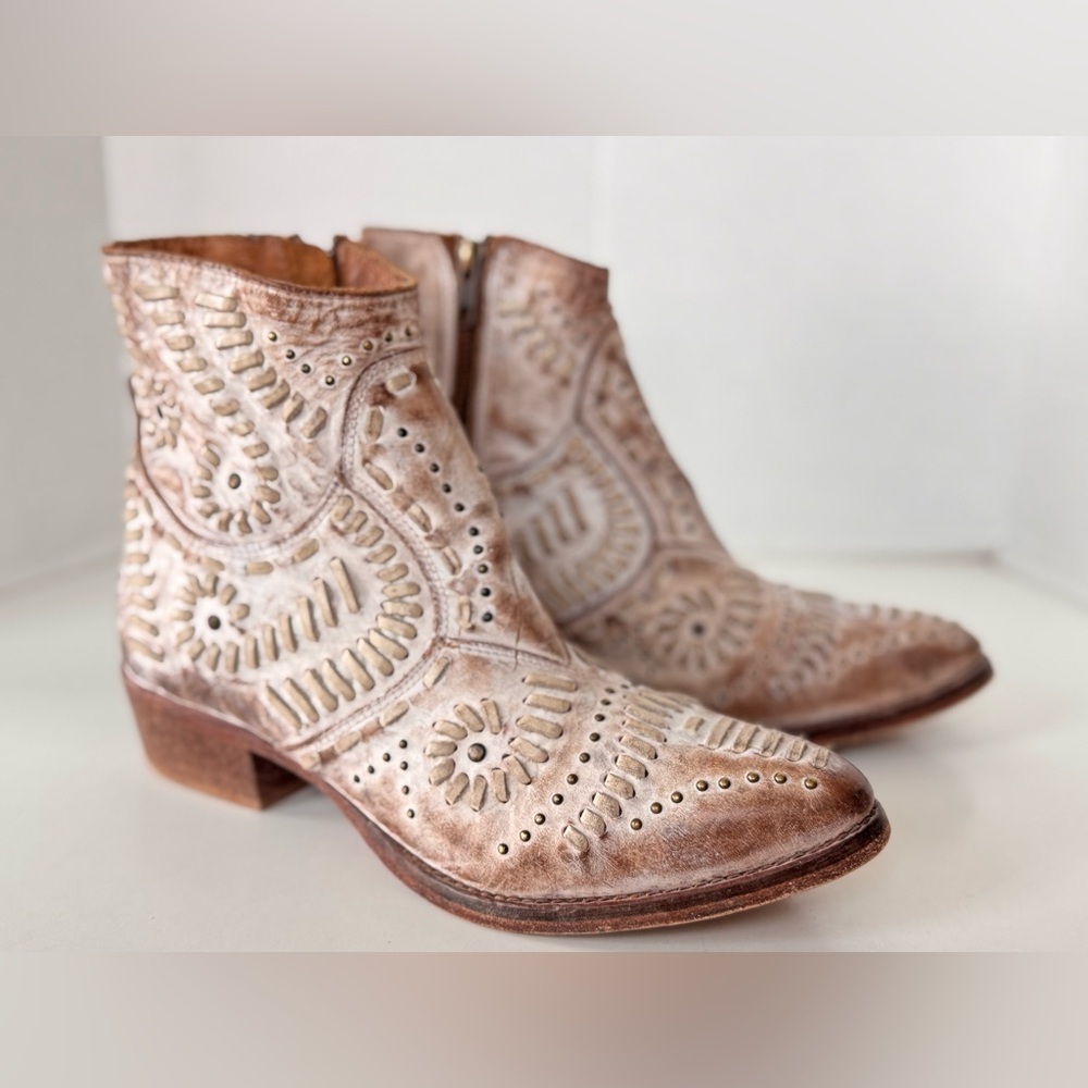 diego di lucca short cowboy cowgirl western distressed ombré leather boots 7.5 - Picture 4 of 9